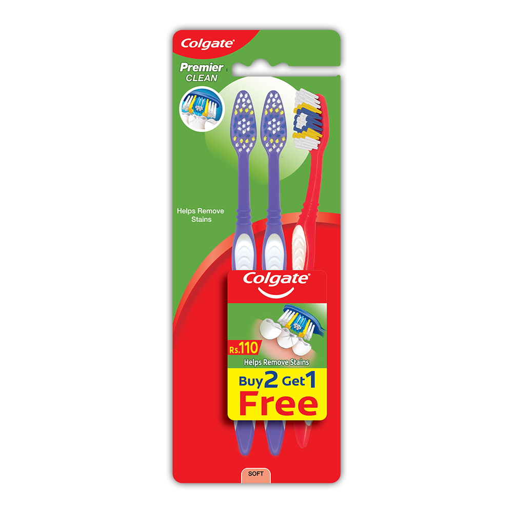 Colgate Premier Clean Toothbrush - Triple Pack (Medium)